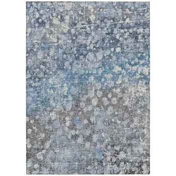 8' X 10' Blue And Gray Abstract Washable Indoor Outdoor Area Rug