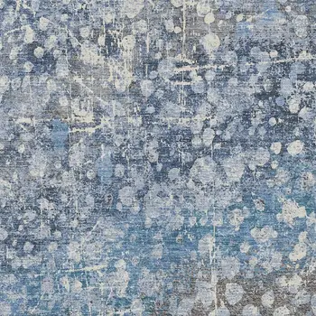 10' X 14' Blue And Gray Abstract Washable Indoor Outdoor Area Rug