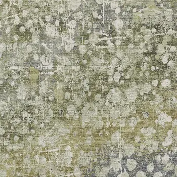 3' X 5' Olive Green And Gray Abstract Washable Indoor Outdoor Area Rug