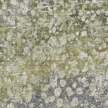 5' X 8' Olive Green And Gray Abstract Washable Indoor Outdoor Area Rug