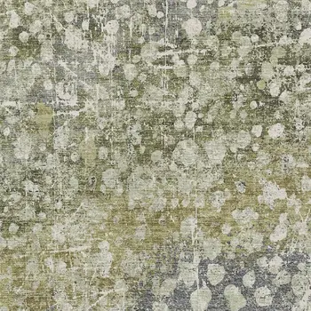 8' X 10' Olive Green And Gray Abstract Washable Indoor Outdoor Area Rug