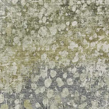 9' X 12' Olive Green And Gray Abstract Washable Indoor Outdoor Area Rug