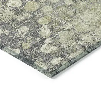10' X 14' Olive Green And Gray Abstract Washable Indoor Outdoor Area Rug