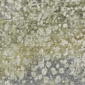 10' X 14' Olive Green And Gray Abstract Washable Indoor Outdoor Area Rug