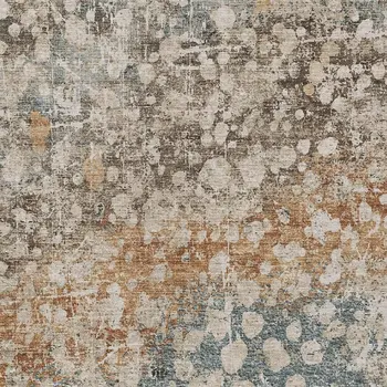 3' X 5' Beige And Copper Abstract Washable Indoor Outdoor Area Rug