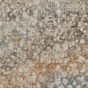5' X 8' Beige And Copper Abstract Washable Indoor Outdoor Area Rug
