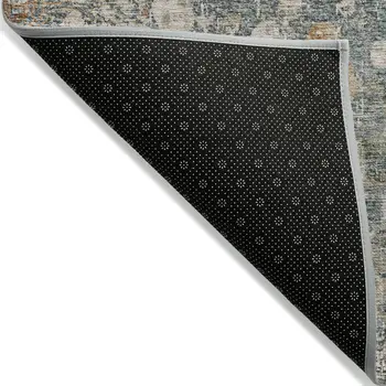 8' X 10' Beige And Copper Abstract Washable Indoor Outdoor Area Rug