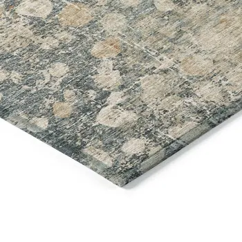 8' X 10' Beige And Copper Abstract Washable Indoor Outdoor Area Rug