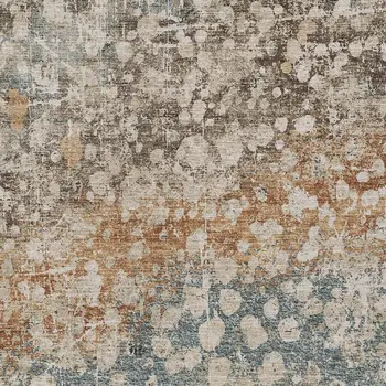 8' X 10' Beige And Copper Abstract Washable Indoor Outdoor Area Rug