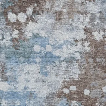 5' X 8' Brown And Sky Blue Abstract Washable Indoor Outdoor Area Rug