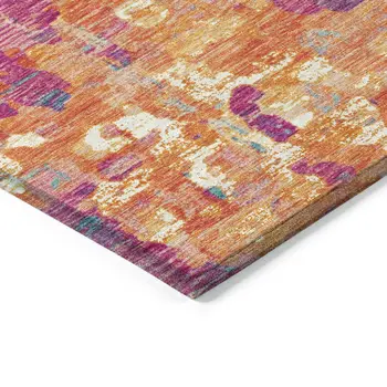 8' X 10' Blush Orange And Teal Blue Abstract Washable Indoor Outdoor Area Rug