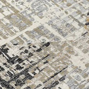 8' X 10' Black And Ivory Geometric Washable Indoor Outdoor Area Rug