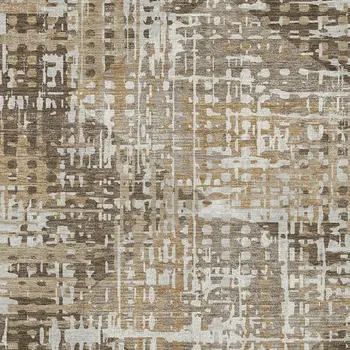 3' X 5' Brown And Ivory Geometric Washable Indoor Outdoor Area Rug