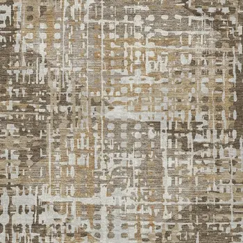 8' X 10' Brown And Ivory Geometric Washable Indoor Outdoor Area Rug