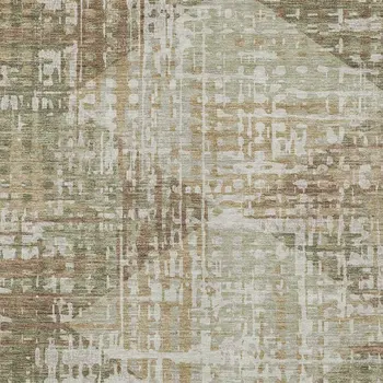 10' X 14' Fern Green And Beige Geometric Washable Indoor Outdoor Area Rug