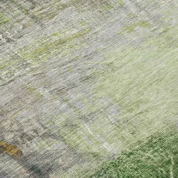 5' X 8' Artichoke Green And Ivory Abstract Washable Indoor Outdoor Area Rug