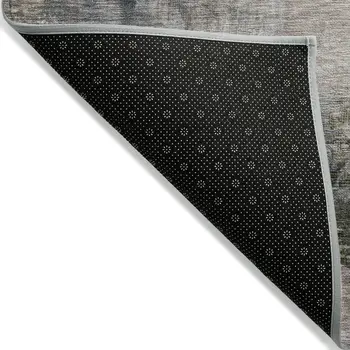 8' Beige And Gray Round Abstract Washable Indoor Outdoor Area Rug