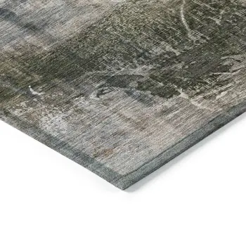 10' X 14' Beige And Gray Abstract Washable Indoor Outdoor Area Rug