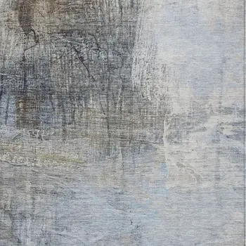 3' X 5' Sky Blue And Gray Abstract Washable Indoor Outdoor Area Rug