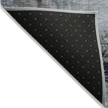 8' X 10' Sky Blue And Gray Abstract Washable Indoor Outdoor Area Rug