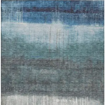 9' X 12' Blue And Gray Abstract Washable Indoor Outdoor Area Rug