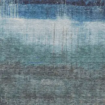 9' X 12' Blue And Gray Abstract Washable Indoor Outdoor Area Rug