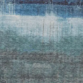 10' X 14' Blue And Gray Abstract Washable Indoor Outdoor Area Rug