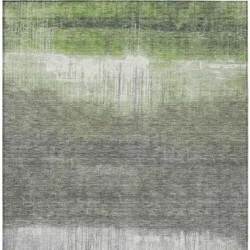 3' X 5' Fern Green And Gray Abstract Washable Indoor Outdoor Area Rug