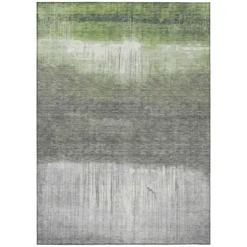 3' X 5' Fern Green And Gray Abstract Washable Indoor Outdoor Area Rug