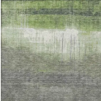 3' X 5' Fern Green And Gray Abstract Washable Indoor Outdoor Area Rug