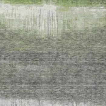 9' X 12' Fern Green And Gray Abstract Washable Indoor Outdoor Area Rug