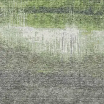 10' X 14' Fern Green And Gray Abstract Washable Indoor Outdoor Area Rug