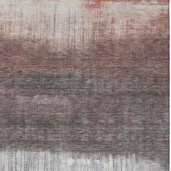 3' X 5' Rust And Ivory Abstract Washable Indoor Outdoor Area Rug