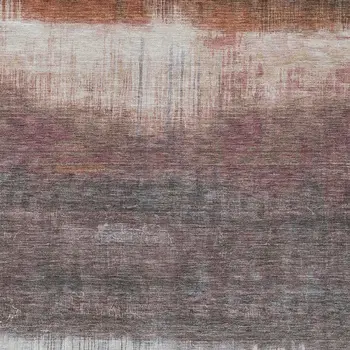 9' X 12' Rust And Ivory Abstract Washable Indoor Outdoor Area Rug