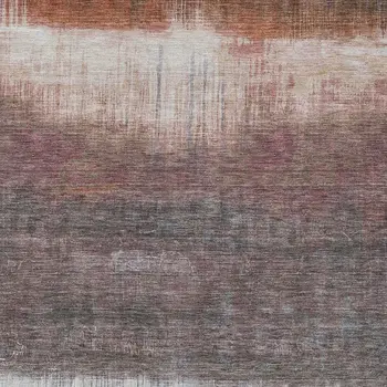 10' X 14' Rust And Ivory Abstract Washable Indoor Outdoor Area Rug