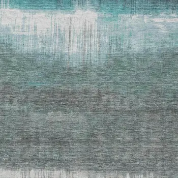 9' X 12' Teal Blue And Gray Abstract Washable Indoor Outdoor Area Rug