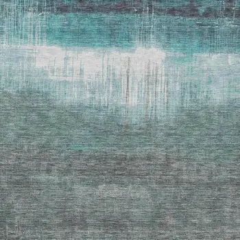 10' X 14' Teal Blue And Gray Abstract Washable Indoor Outdoor Area Rug