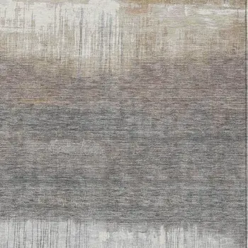8' X 10' Taupe And Gray Abstract Washable Indoor Outdoor Area Rug