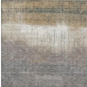 10' X 14' Taupe And Gray Abstract Washable Indoor Outdoor Area Rug