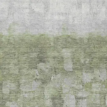 3' X 5' Fern Green And Silver Abstract Washable Indoor Outdoor Area Rug