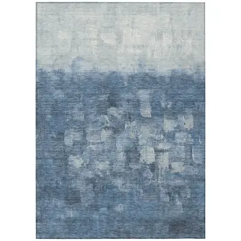 10' X 14' Navy Blue And Silver Abstract Washable Indoor Outdoor Area Rug