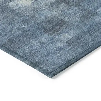 10' X 14' Navy Blue And Silver Abstract Washable Indoor Outdoor Area Rug