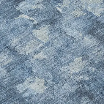 10' X 14' Navy Blue And Silver Abstract Washable Indoor Outdoor Area Rug