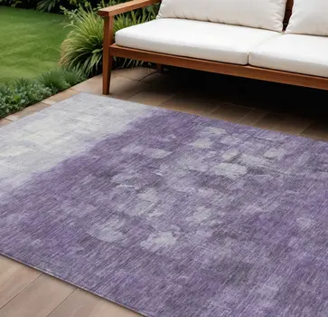 8' X 10' Purple And Silver Abstract Washable Indoor Outdoor Area Rug
