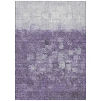 9' X 12' Purple And Silver Abstract Washable Indoor Outdoor Area Rug