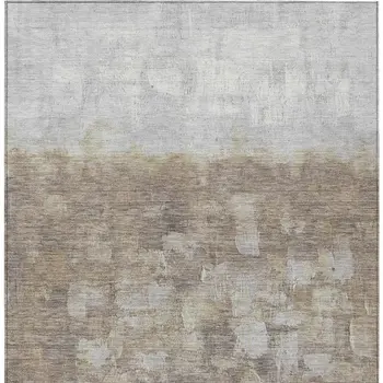 5' X 8' Taupe And Silver Abstract Washable Indoor Outdoor Area Rug