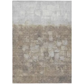 5' X 8' Taupe And Silver Abstract Washable Indoor Outdoor Area Rug