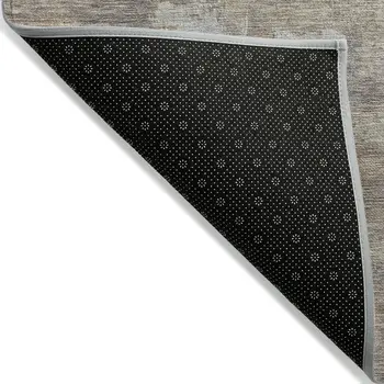 5' X 8' Taupe And Silver Abstract Washable Indoor Outdoor Area Rug