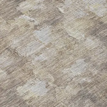 8' X 10' Taupe And Silver Abstract Washable Indoor Outdoor Area Rug