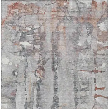 3' X 5' Copper And Gray Abstract Washable Indoor Outdoor Area Rug